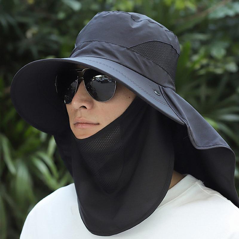 Летняя быстросохнущая шляпа Boonie для мужчин и женщин, уличная маска для лица, шляпа-ведро с широкими полями, солнцезащитная кепка с широкими полями для рыбалки, охоты
