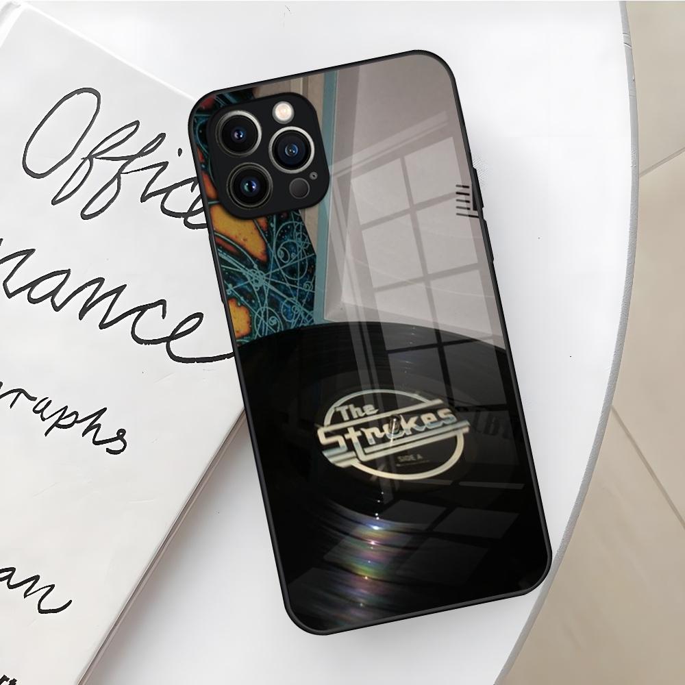 Чехол для телефона The Strokes для Iphone 16 15 14 12 11 13 Pro Max Mini X Xr Xs Se 8 Puls стеклянный Чехол