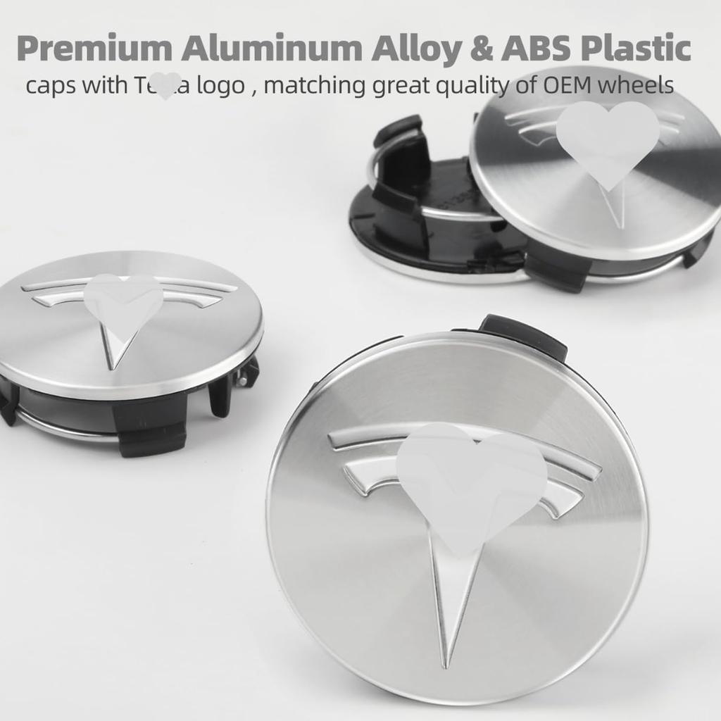 Wheel Cap Kit For Tesla Model Y/Model 3, For 19“ Wheels Only, 4 Hub Center Caps + 20 Lug Nut Covers + Puller And Screwdriver For Untalling, Silver