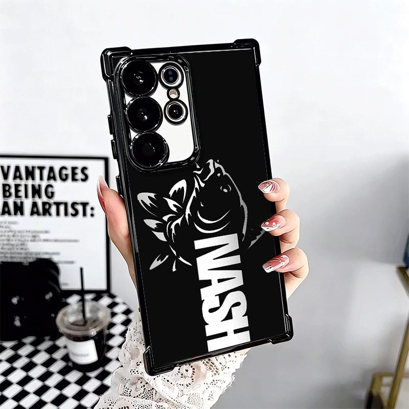Nash Fishing Fish Mark Plating Phone Case For Samsung Galaxy S24 S25 FE S26 Edge S23 Ultra S22 S21 Plus S20 Anti-Fall Airabag Co