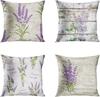 Цветы Лаванда Льняная Наволочка Свадебная Декоративная Наволочка Для Дома Наволочка 45X45(Одна сторона)