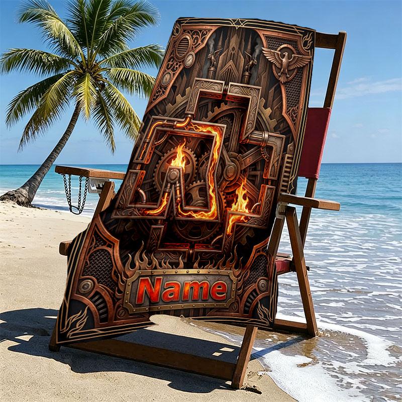 Custom Name Personalized Rammstein Print Beach Towel, for Trip Camping Beach Party Home Decor, Birthday Gift for Family & Friends
