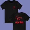 Мужская черная футболка Aprilia Racing Мода Улица Хип-хоп Рок С коротким рукавом Женская С круглым вырезом Топ