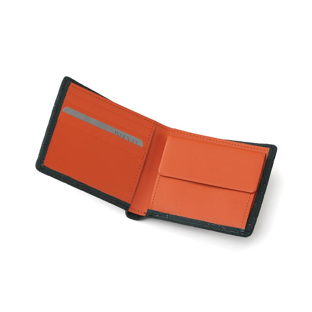 [Инден-я] Инден ХИСОКА Хисока Традиционное ремесло Косю Инден Оленья кожа Лаковое Оригинальный бренд Кошелек Зеленый с черным лаковым дизайном Стрекоза