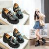 Women'S Shoes British Style Platform Patent Leather Black Medium Heel Small Leather Shoes College Style Muffin Loafers