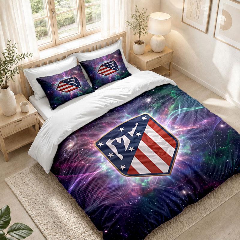 Bedding Set 1 Duvet Cover 2 Pillowcases Atletico Madrid Print Bedroom Home Decoration
