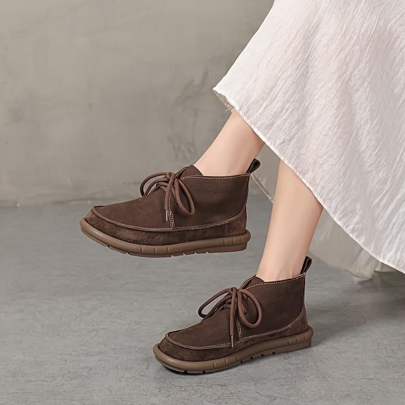 Женские короткие ботинки из кожи, Мягкая подошва, Мягкая поверхность, Супер удобные, Большая подошва, Широкая стопа, Тонкие, Модные, Универсальные повседневные короткие ботинки, Ботинки Мартинс