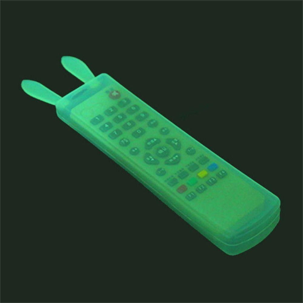 Чехол для пульта управления в виде кроличьих ушек, силиконовый, прозрачный, чехол для пульта управления телевизором, светящийся, пылезащитный чехол для хранения для кондиционера
