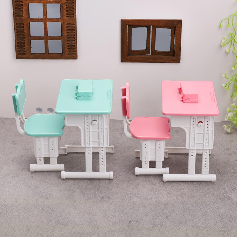 Children's Mini Desk & Study Table Toy Set with Books, Stationery, and Pencil Box Accessories