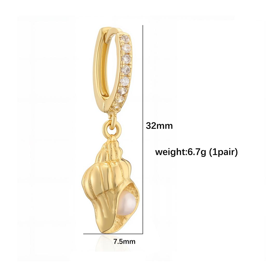 HECHENG, Conch Simulated Pearl Ring/Necklace/Earrings Ocean Series Jewellery Women's Sweet Holiday Style Accessories 1 Piece