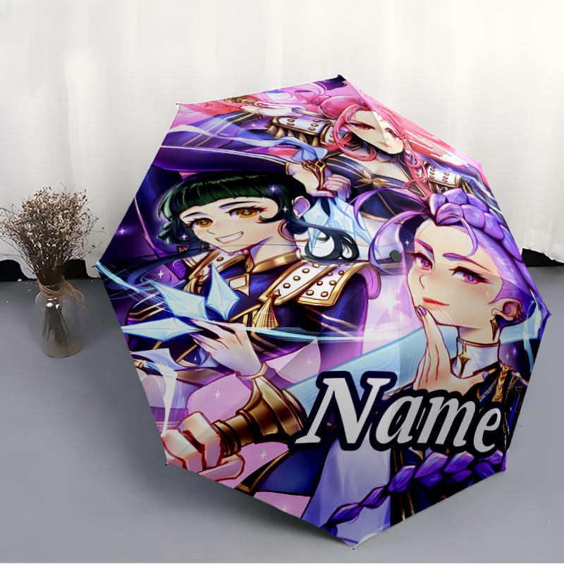 Personalized Name K-KPop Demon Hunters Print Umbrella - Automatic Open/Close, Eight-Rib Durable Frame, Automatic Folding Umbrella