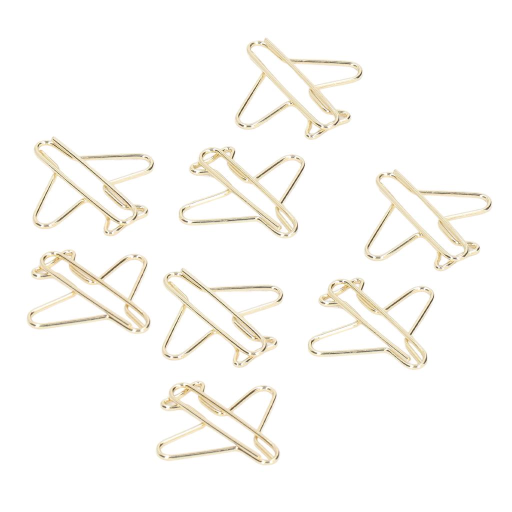 100pcs Paper Clips Portable Anti Rust Electroplating Gold Cute Airplane Shaped Metal Paper Clip for 