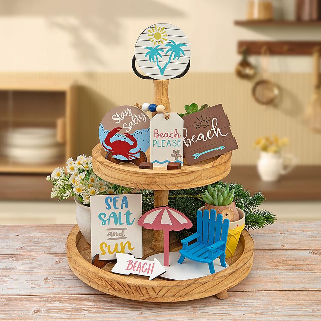 Пляж Лето Пляж Серия Многоуровневый Поднос Украшения Креативный Настольный Декор Орнамент Домашний Декор Ремесло