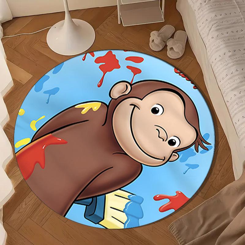 Curious George And Elephant Adventure Round mat Home Decor, Chair rug For livingroom,Bedroom, doormat home decor Birthday Gift Christmas Gifts