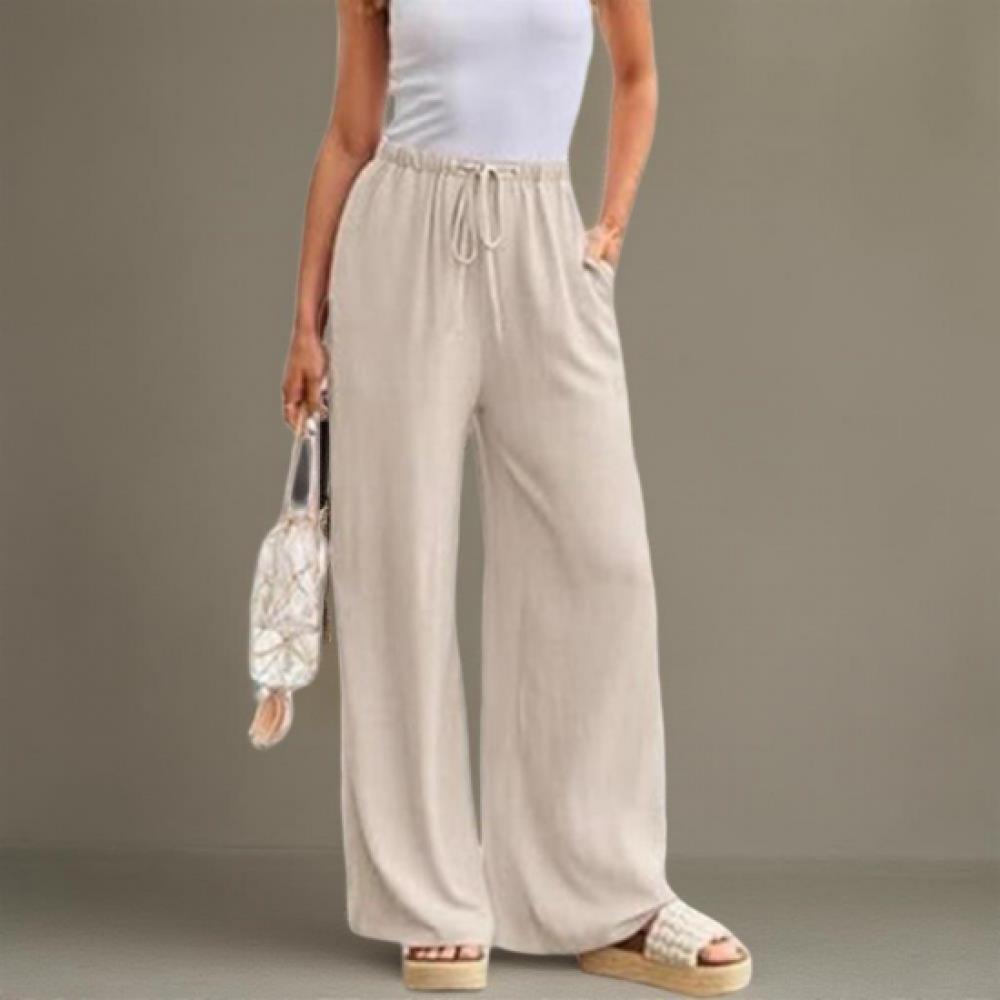 New ArrivalS Open Run Women S Linen Blend Wide pantS Solid Color