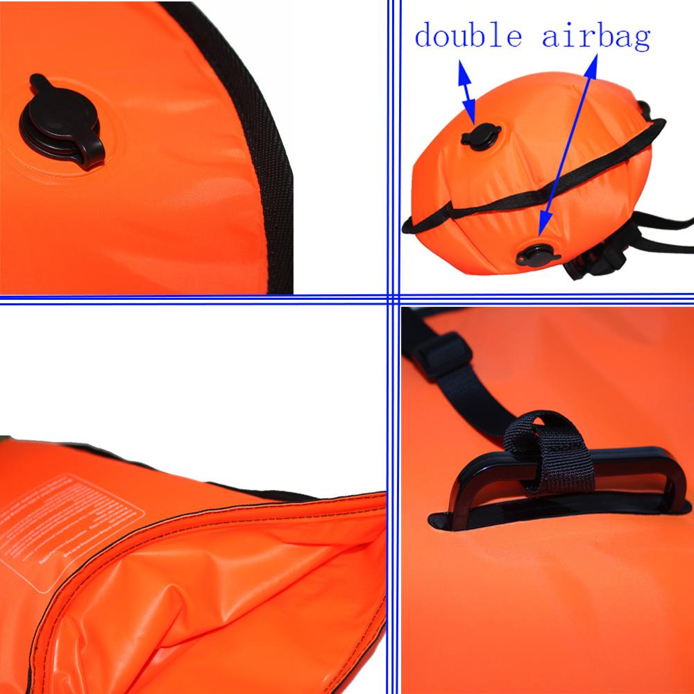 20L Waterproof Inflatable Swimming Dry Bag With Phone Pouch Open Buoy Tow Float Double Air Bags With Waist Belt Water Sport