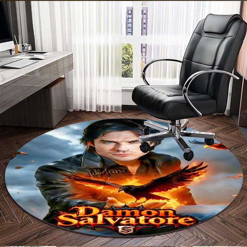 Damon Salvatore Print Round Rug, Washable Floor Carpet, For Entryway Dorm Laundry Room Office Study, Home Decor Birthday Christmas Gift