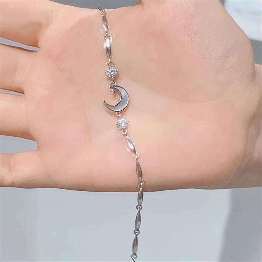 Crushed Ice Star Moon Adjustable Chain Bracelet Lightweight Alloy Wristband For Sensitive Skin Elegant Jewelry Gift