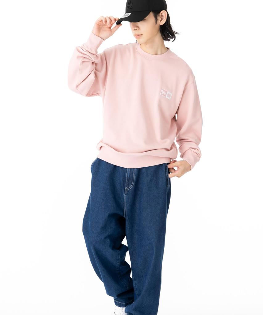 NEW ERA Sweat Crew Neck Box Logo Embroidery Pink Rouge L
