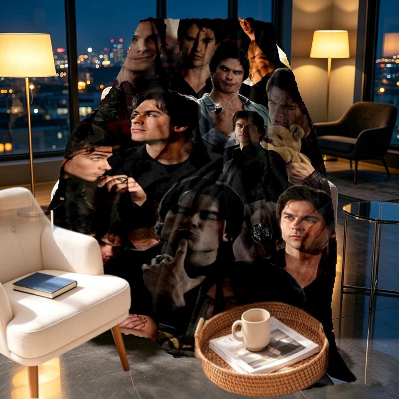 Damon Salvatore Print Blanket - Soft & Comfortable, for Bedroom, Travel, Sofa, Home Decoration - Birthday Christmas Gift for Friend