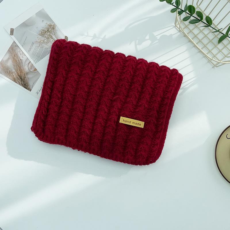 Korean-Style Red Wool Knit Scarf - Versatile Winter Neck Warmer for Women & Couples