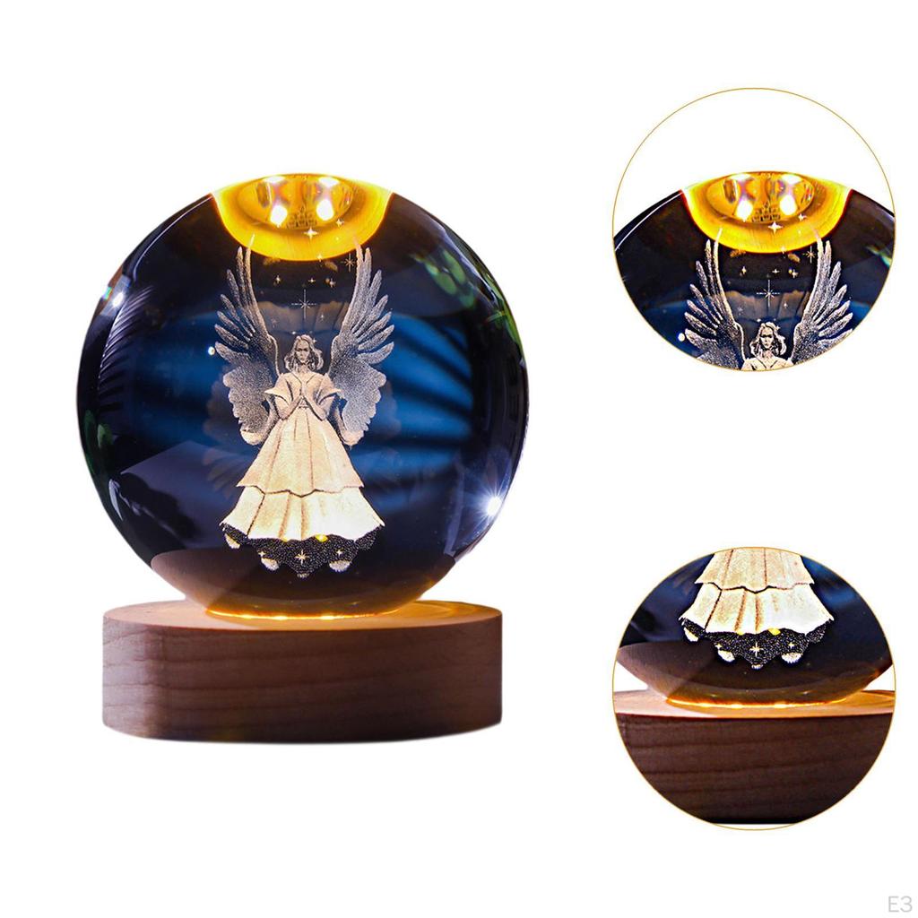 Ball Light with Wooden Stand, Table Ornament for Living Space