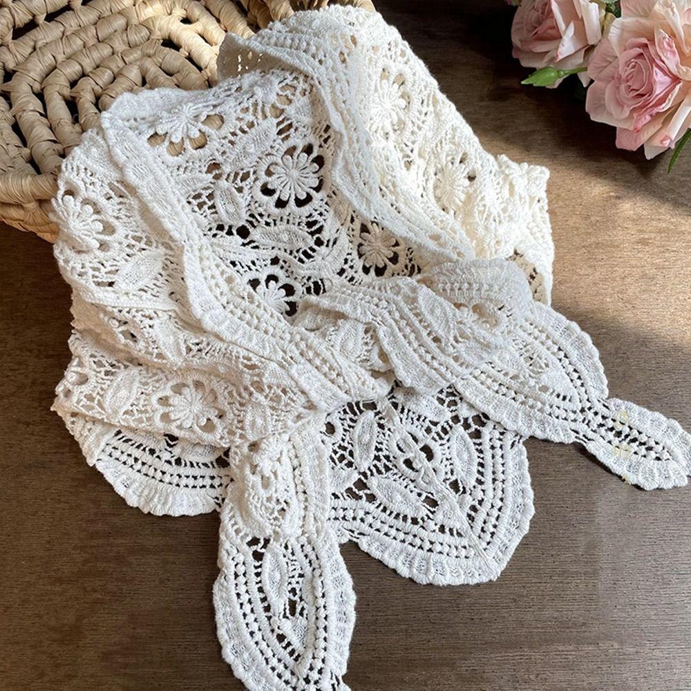 White Lace Triangle Scarf Cape Hip Scarf Retro Lace Shawl Summer