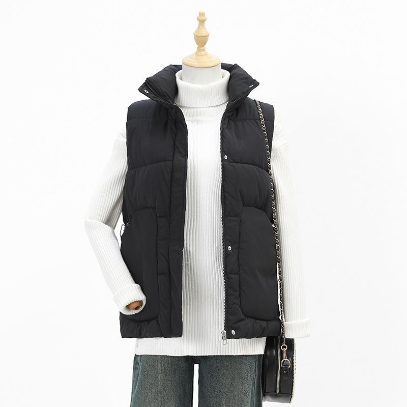 Осень Зима Пуховый Хлопковый Жилет Без Рукавов Куртка Свободная Корейская Версия Женский Хлопковый Жилет Темперамент Женский Жилет Пальто