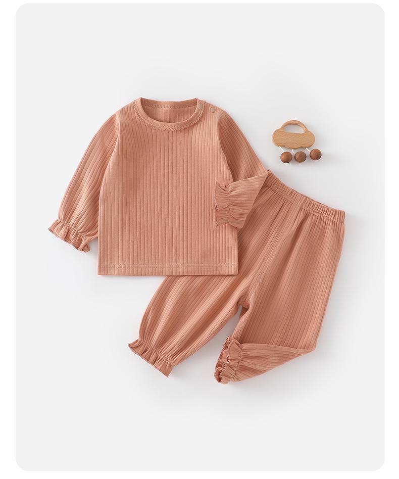 Baby Cotton Knit Lace Home Wear Set - Soft, Skin-Friendly, and Comfortable for Spring and Autumn