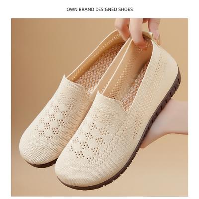 Туфли женские универсальные для весны и лета одинарные сетчатые перфорированные плоские туфли дышащие рабочие туфли с мягкой подошвой для женщин