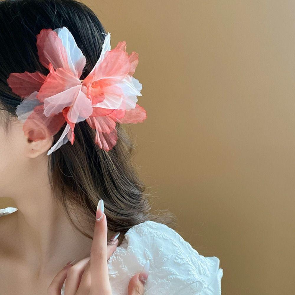 10pcs Multilayer Cloth Patch 3D Cloth Applique Hairpin Organza Flower Patches Dress Decoration