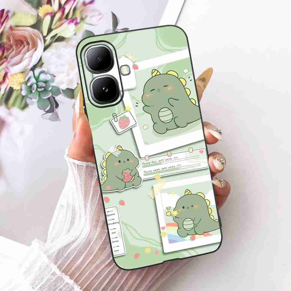 Чехол для Infinix Smart 20 4G X6840 X6840B, Чехол-накладка из ТПУ с рисунком Мультяшный Кот Динозавр, Черный, Для телефона Infinix Smart20 smart 20 4G