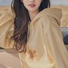 Early Autumn Small Person Design American Yellow Hooded Thin Sweatshirt for Women