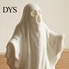 White Ghost Decor 3D Printed Statue Ornament, Funny Figurine, Minimalist Pleated Spooky Home Accents Cloak Sculpture for Halloween Tabletop
