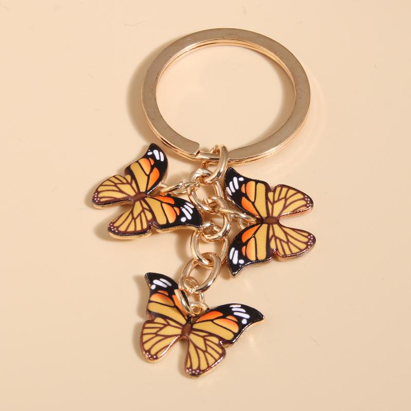 Cute Colorful Butterfly Enamel Flying Animals Key Chains For Women Girls Accessorie Handmade Jewelry Bag Charm