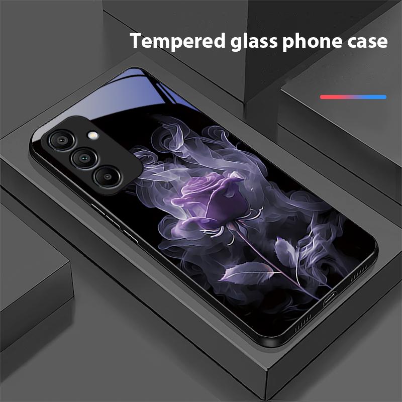 Белый Дым Красная Роза Для Samsung Galaxy A15 5G 54 4G 51 50 24 35 90 71 12 51 53 52S 80 22 34 Черный Чехол для Телефона из Закаленного Стекла