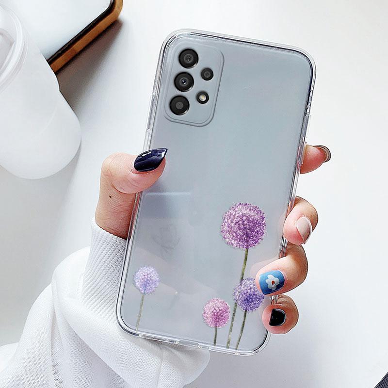 Чехол для телефона Samsung A53 5G A33 Цветочный силиконовый чехол для Samsung Galaxy A73 Fundas Coque Прозрачный мягкий Capas Цветочный ТПУ