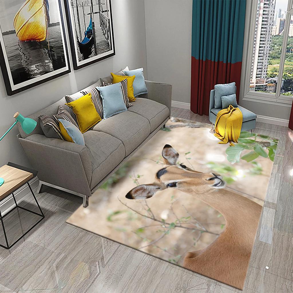 3D Ковер Антилопа Прекрасный Ковер с Животным для Ванной Комнаты Кухни Прихожей Противоскользящий Напольный Ковер Украшение Гостиной Спальни Придверный Коврик