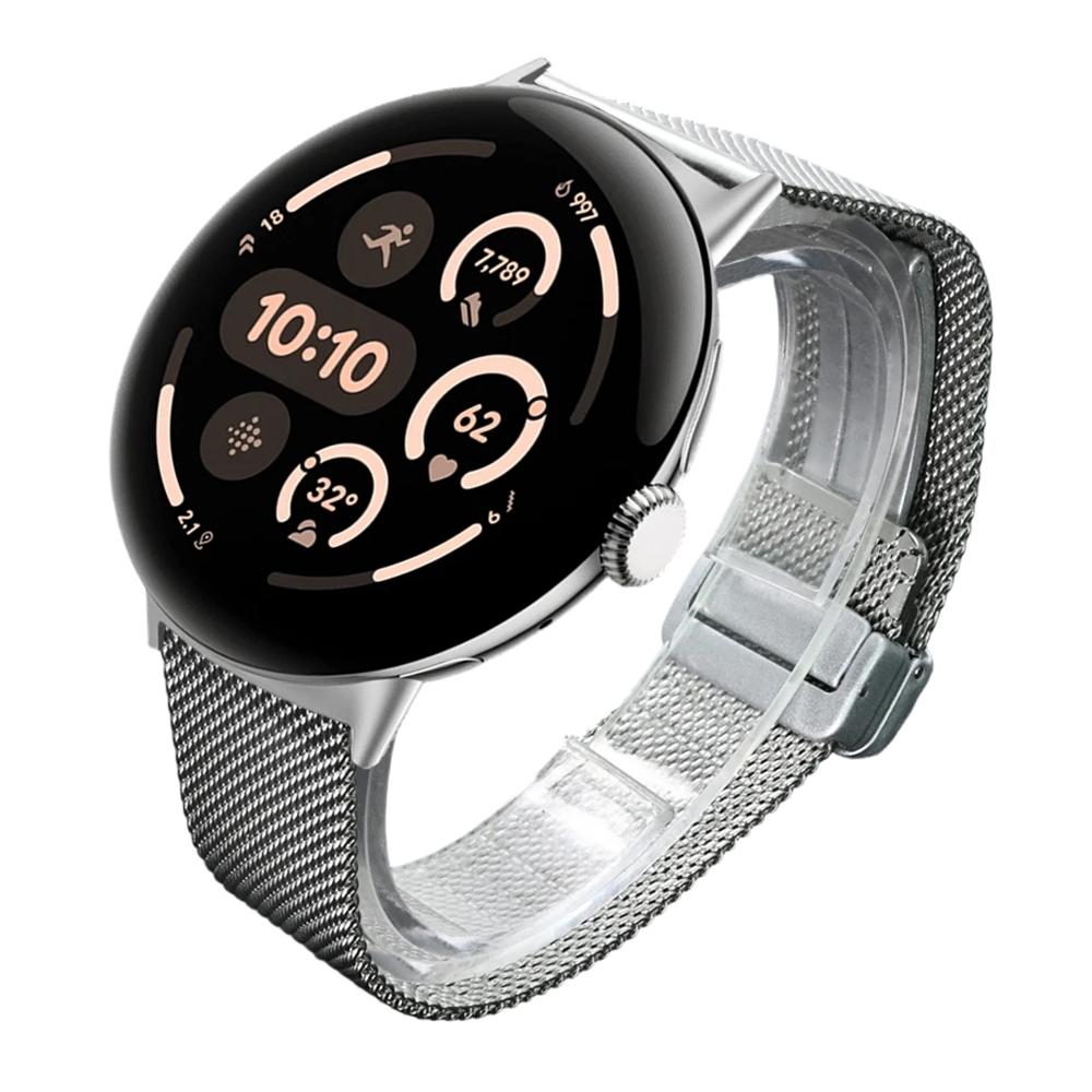 Stainless Steel Milanese Mesh Band for Google Pixel Watch 4 45mm/3 45mm Magnetic Clasp Quick Release Adjustable Watch Strap