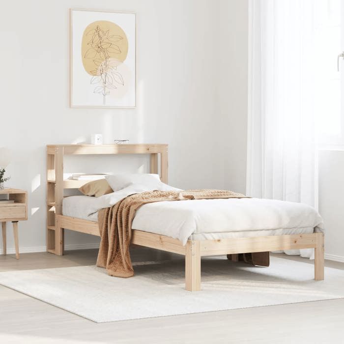 VidaXL Bed Frame with Headboard 90x190 Cm Solid Pine Wood, Bed, Bedroom Furniture, Wooden Bed, Single Bed, Frame 3306033