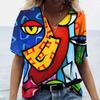 Women's T-shirt Abstract Art Face Print Girls Clothing 3D Oversized Classic Short Sleeve Tops Female Fashion Casual Streetwear