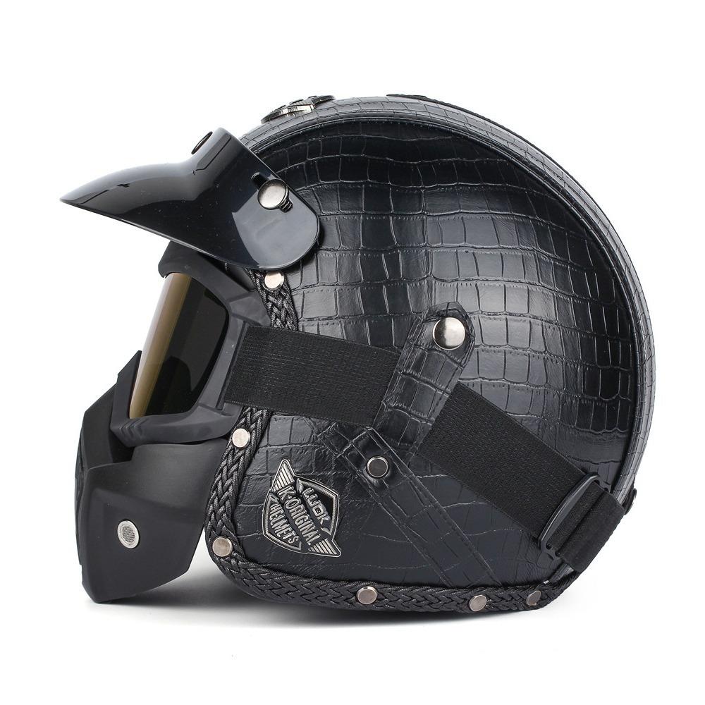 Helmet Helmet Leather Helmet 3/4 Half Helmet Big Turtle King Pedal Helmet Motorcycle DOT Riding Helmet Electric Rider