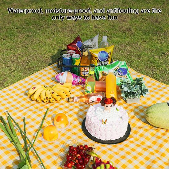 Portable Picnic Blanket Waterproof Moisture-proof Thickened Classic Plaid Rectangle Foldable Multipurpose Camping Mat Outdoor Supplies