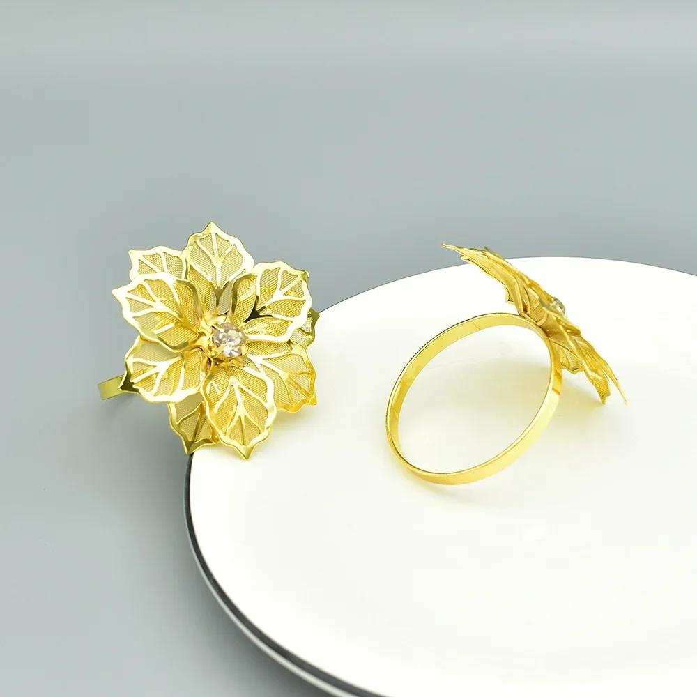 4 шт. держатель для салфеток пряжка сплав кольцо для салфеток цветок дизайн со стразами украшение стола для свадебной вечеринки украшение стола для свадьбы