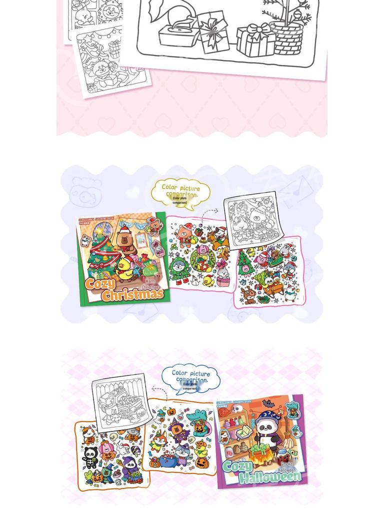 Monster Series Coloring Book: Cartoon-Themed for Elementary Students - Christmas & Halloween