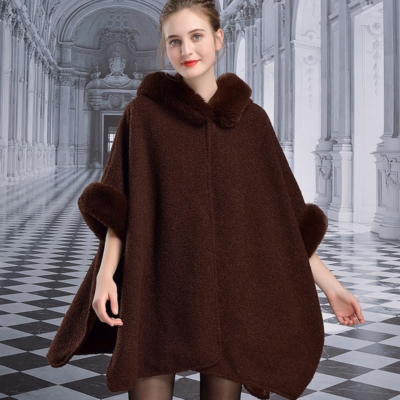 5 цветов накидка из искусственного меха кролика модное пончо с рукавами «летучая мышь» зимнее теплое пальто больших размеров шляпа женская волосатая шерсть бархатный кардиган одежда