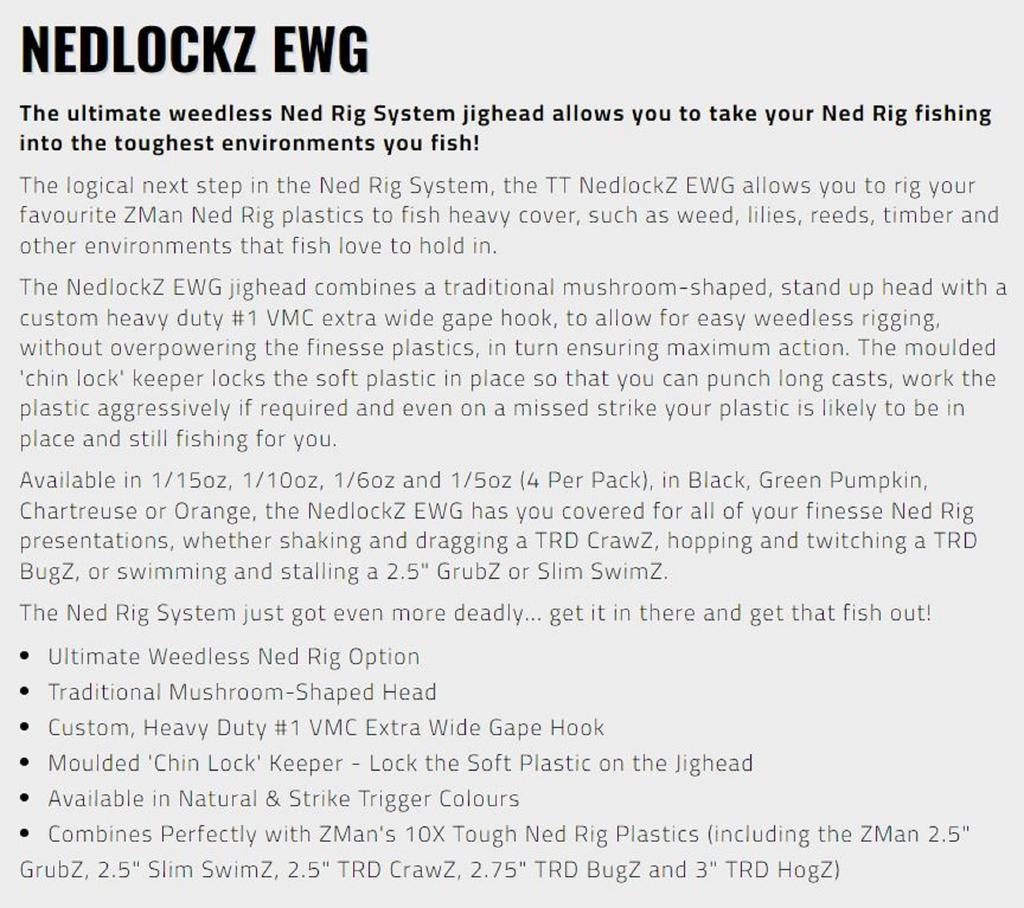 Tackle Tactics TT Nedlockz EWG Jig Head Pumpkin 1/6 Oz 1 (6205)