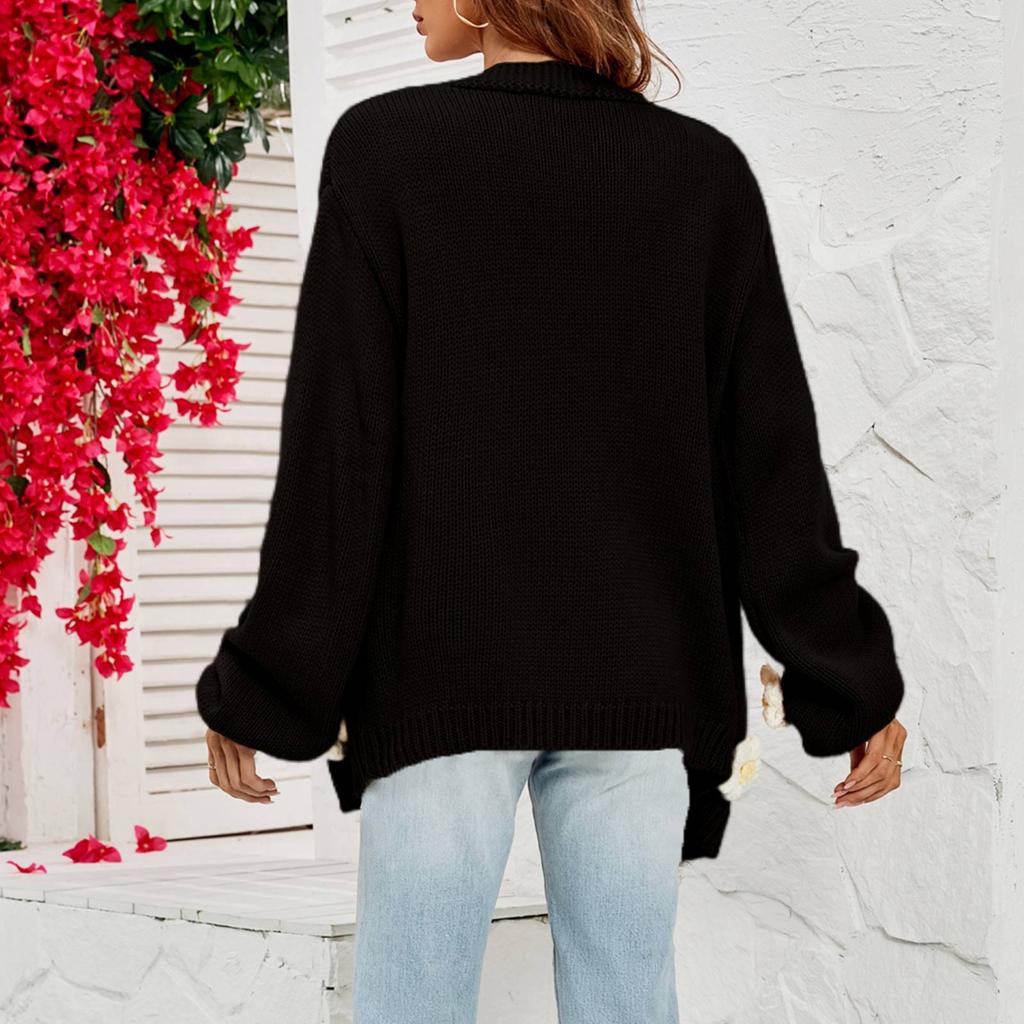 Женский повседневный модный удобный цветочный кардиган с длинным рукавом и уличным трендом, вязаный свитер