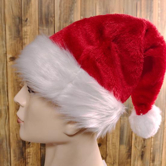Рождественская шапка Санта-Клауса, мягкая пушистая плюшевая помпоновая многоразовая шляпа для взрослых и детей, праздничная красная, белая рождественская шапка для всей семьи, костюм для вечеринки, реквизит