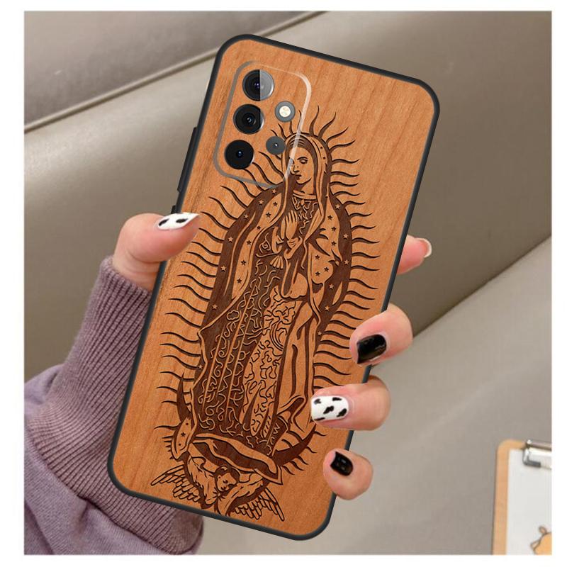 Buddha Jesus Guadalupe Wood Case For Samsung Galaxy A34 A54 A14 A06 A16 A26 A36 A56 A12 A32 A52 A13 A33 A53 A15 A35 A55